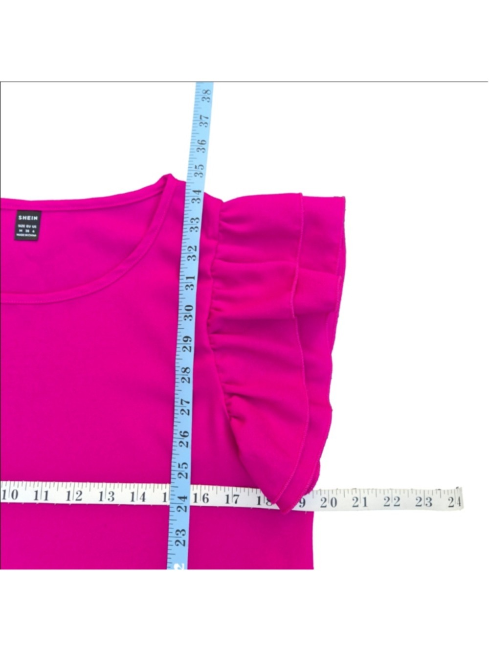 Women's SHEIN Fuchsia Ruffle Sleeve Mini Dress Size 6 - Picture 7 of 9